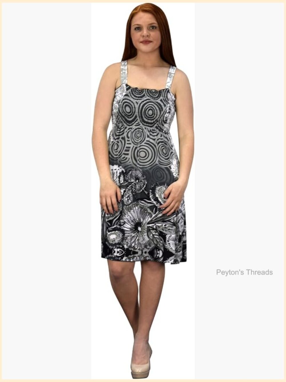 Knee Length Multicolor Exotic Smocked Printed Summer Dress